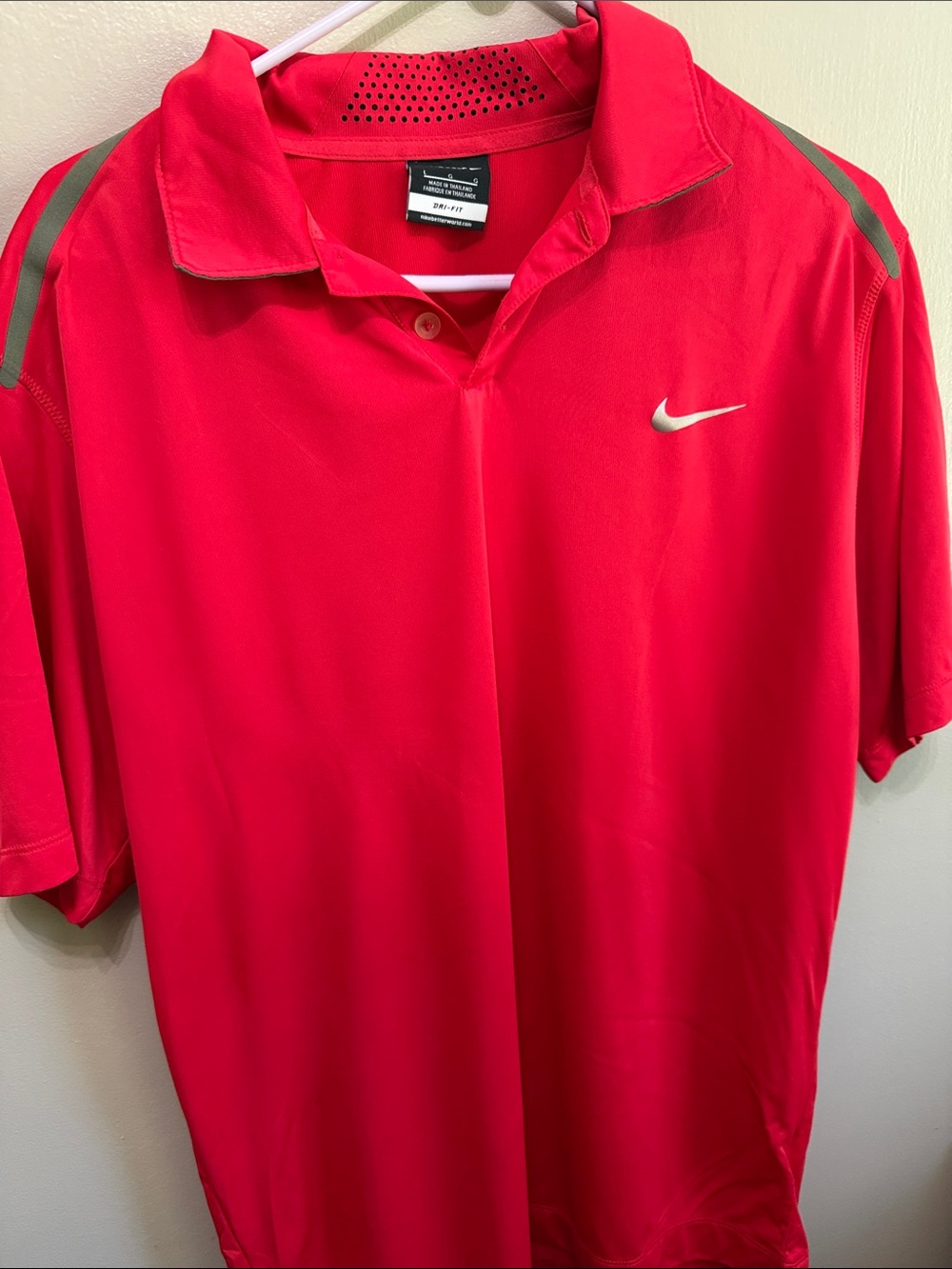 Nike Bright Red Men's Performance Polo with Silver Swoosh